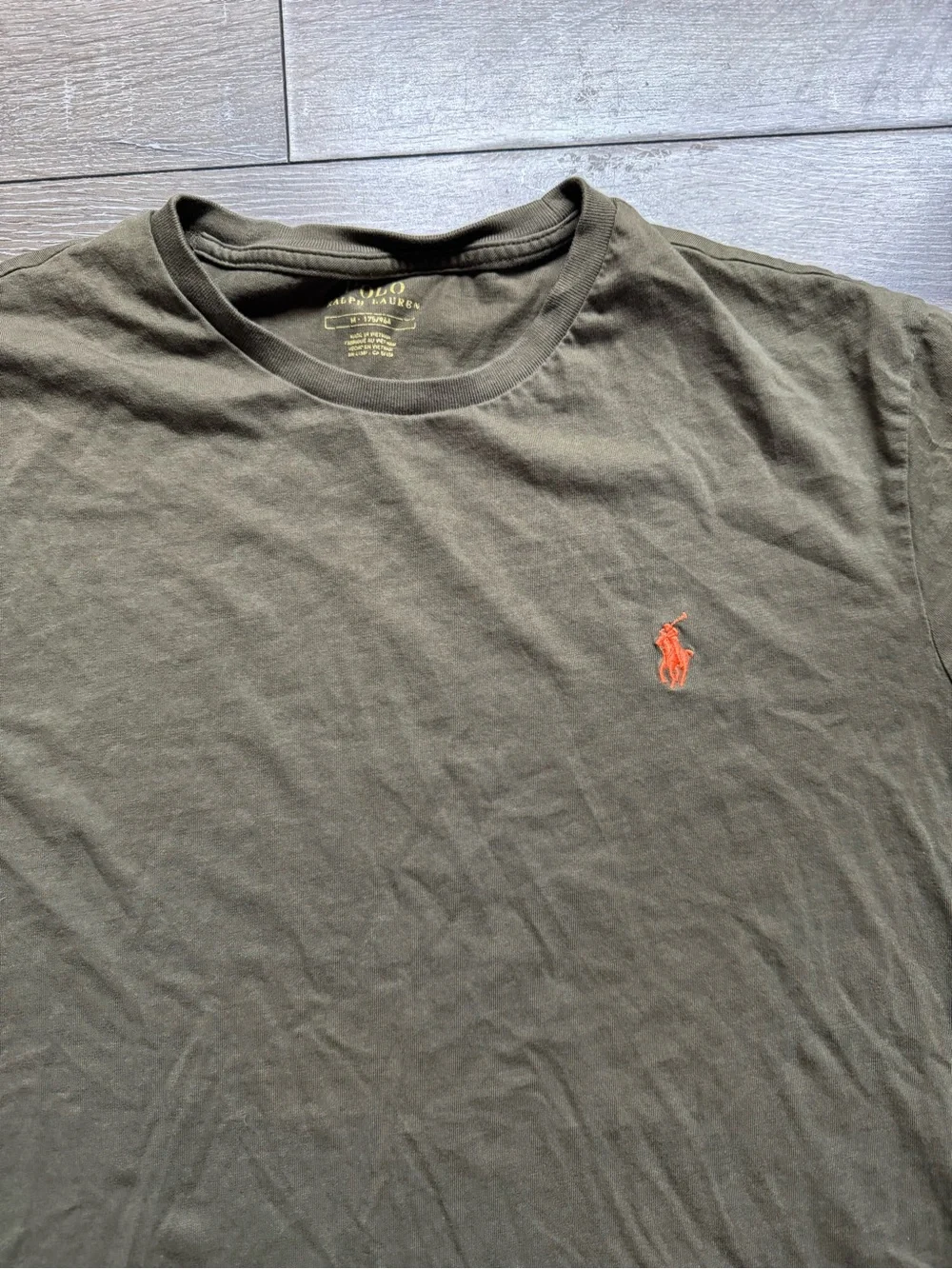 Polo by Ralph Lauren Olive Green Crewneck Tee with Orange Pony